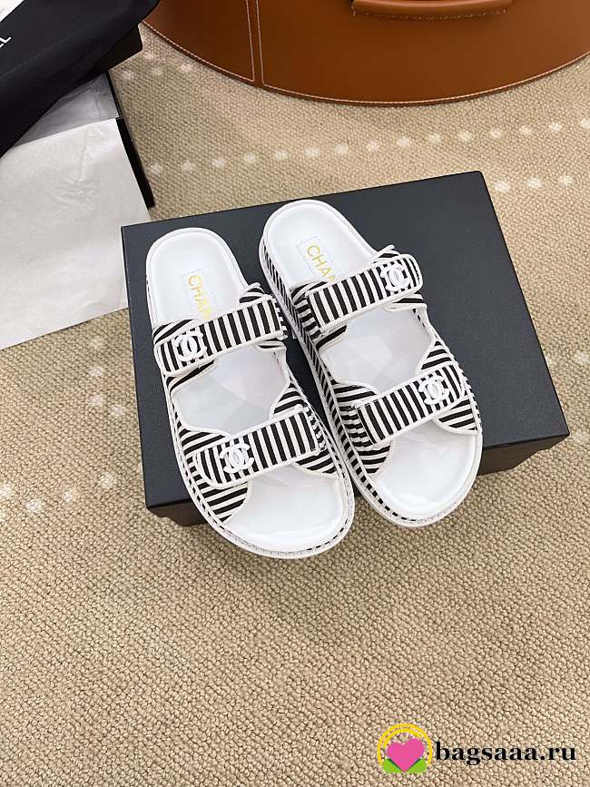 Chanel Stripes White & Black Sandals - 1