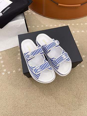 Chanel Stripes White & Blue Sandals