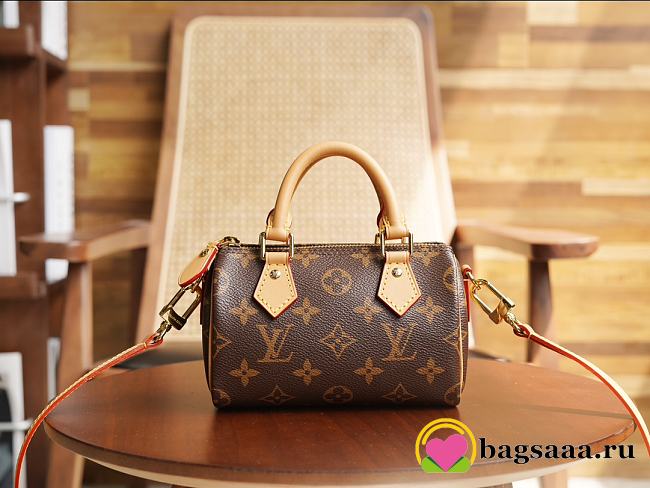 Bagsaaa Louis Vuitton M81085 Nano Speedy Bag Monogram - 16 x 10 x 7.5 cm - 1