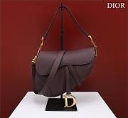 Bagsaaa Dior Saddle Bag with Strap Burgundy Grained Calfskin - 25.5 x 20 x 6.5 cm - 1