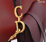 Bagsaaa Dior Saddle Bag with Strap Burgundy Grained Calfskin - 25.5 x 20 x 6.5 cm - 4