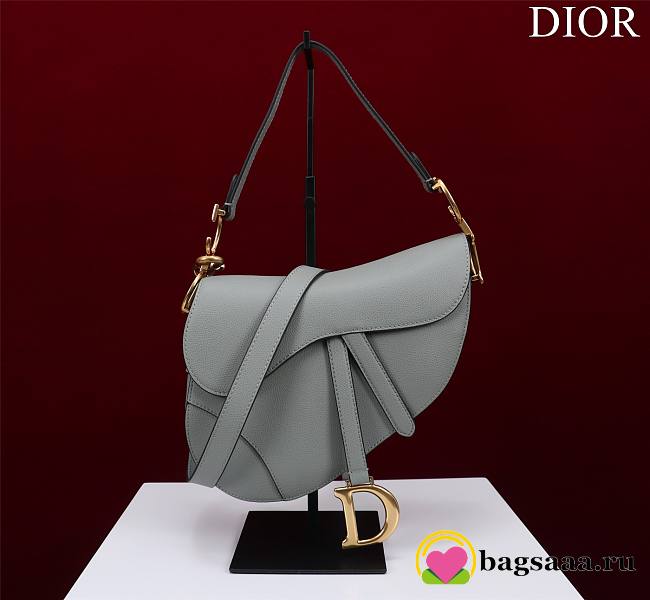 Bagsaaa Dior Saddle Bag with Strap Gray Grained Calfskin - 25.5 x 20 x 6.5 cm - 1