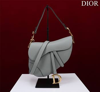 Bagsaaa Dior Saddle Bag with Strap Gray Grained Calfskin - 25.5 x 20 x 6.5 cm