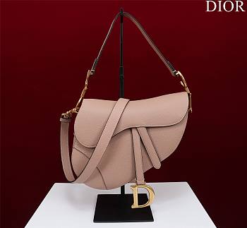 Bagsaaa Dior Saddle Bag with Strap Powder Pink Grained Calfskin - 25.5 x 20 x 6.5 cm