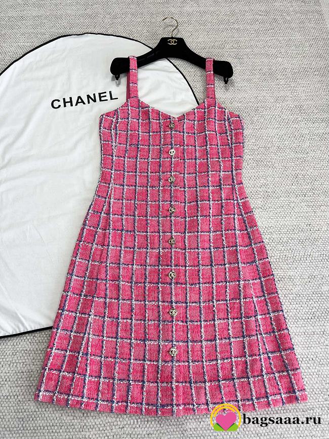 Bagsaaa Chanel Dress Pink Tweed P76664 - 1