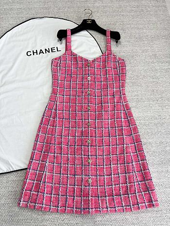 Bagsaaa Chanel Dress Pink Tweed P76664