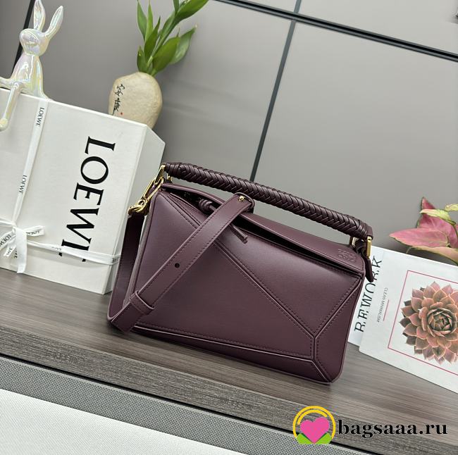 Bagsaaa Loewe Small Puzzle bag in mellow calfskin dark burgundy - 24*10.5*16 cm - 1