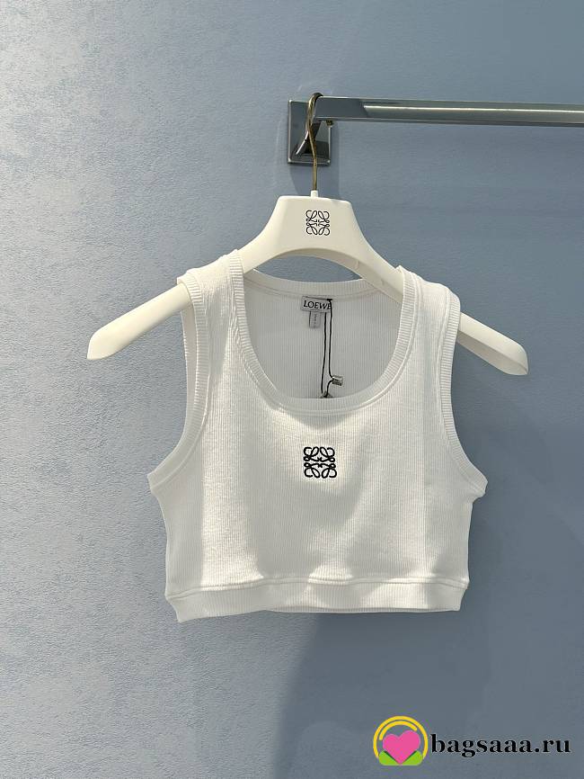 Bagsaaa Loewe Cropped anagram tank top in cotton white - 1