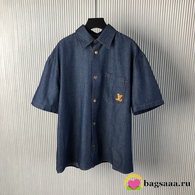 Bagsaaa LV Short-Sleeved Cotton Chambray Shirt - 1