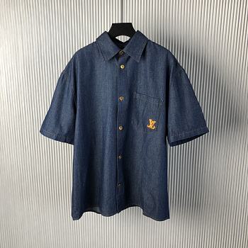 Bagsaaa LV Short-Sleeved Cotton Chambray Shirt