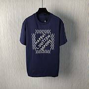 Bagsaaa LV Embroidered Signature Cotton T-Shirt Navy Blue - 1