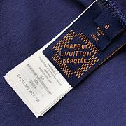 Bagsaaa LV Embroidered Signature Cotton T-Shirt Navy Blue - 2