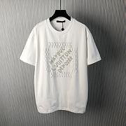 Bagsaaa LV Embroidered Signature Cotton T-Shirt White - 1