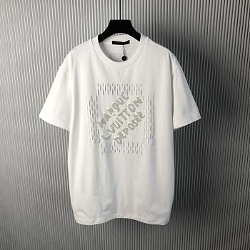 Bagsaaa LV Embroidered Signature Cotton T-Shirt White