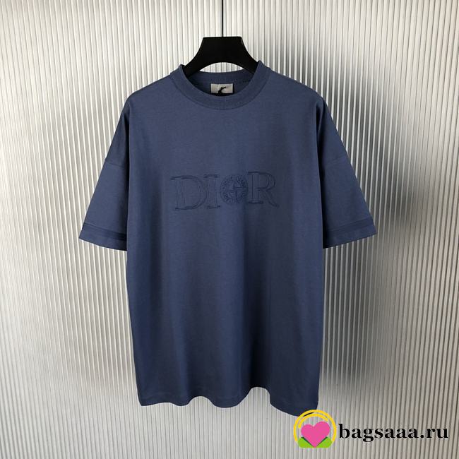 Bagsaaa Dior And Stone Island T-Shirt Oversized Fit Blue Cotton Jersey - 1