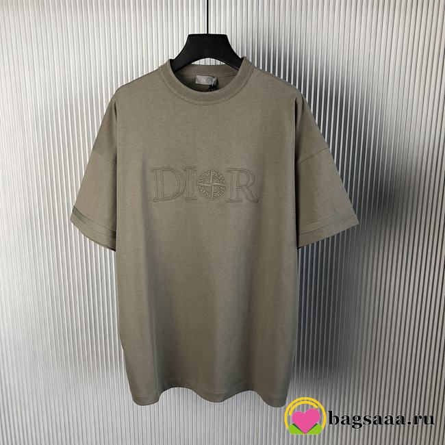 Bagsaaa Dior And Stone Island T-Shirt Oversized Fit Gray Cotton Jersey - 1