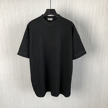 Bagsaaa Dior And Stone Island T-Shirt Oversized Fit Black Cotton Jersey