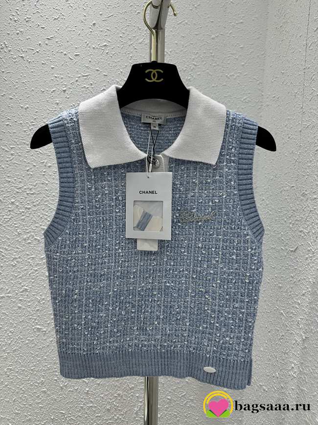 Bagsaaa Chanel Blue Tweed Top - 1