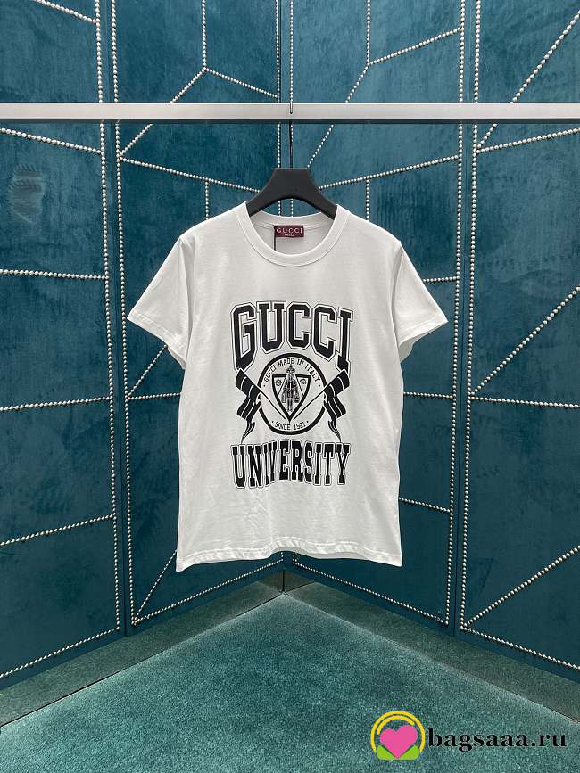 Bagsaaa Gucci Cotton Jersey Printed T-Shirt White - 1