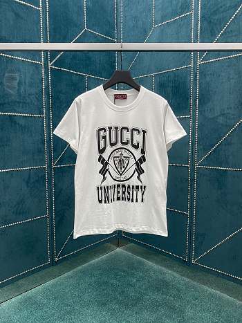 Bagsaaa Gucci Cotton Jersey Printed T-Shirt White