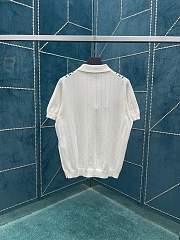 Bagsaaa Gucci Cotton Knit Polo Top With GG Intarsia White - 4