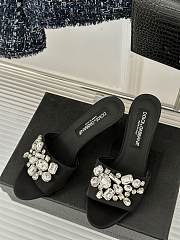 Bagsaaa D&G Satin Mules With Embroidery Black 6cm - 1