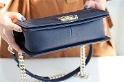 Bagsaaa Chanel Boy Bag Caviar Navy Blue With Silver Hardware - 25cm - 5