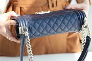 Bagsaaa Chanel Boy Bag Caviar Navy Blue With Silver Hardware - 25cm - 2