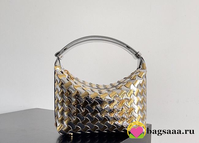 Bagsaaa Bottega Veneta Mini Hop Bag In Metallic - 20x13x9.5 cm - 1