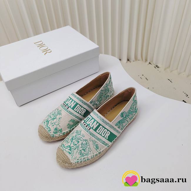 Bagsaaa Dioriviera Dior Granville Espadrille Cotton Embroidered with Aquamarina Toile de Jouy Sauvage Motif - 1