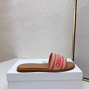 Bagsaaa Dioriviera Dway Slide Natural Raffia and Candy Pink Embroidered Cotton - 4