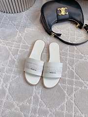 Bagsaaa Dway Slide White Calfskin and Embroidered Cotton - 1