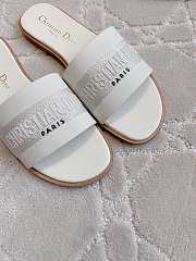 Bagsaaa Dway Slide White Calfskin and Embroidered Cotton - 4