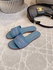 Bagsaaa Dway Slide Blue Calfskin and Embroidered Cotton - 3