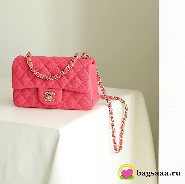 Bagsaaa Chanel Flap Bag Pink Caviar Gold Hardware - 20cm - 1