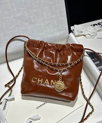 Bagsaaa Chanel 22 Mini Handbag Brown - 19x20x6cm