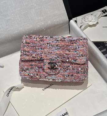 Bagsaaa Chanel Small Flap Bag Sequins Pink & Silver - 20cm