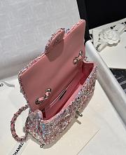 Bagsaaa Chanel Small Flap Bag Sequins Pink & Silver - 20cm - 4