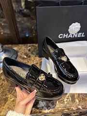 Bagsaaa Chanel Loafers Black Patent With Heart Logo - 1