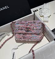 Bagsaaa Chanel Mini Flap Bag Sequins Pink & Silver - 13x10cm - 1