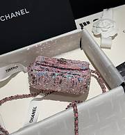 Bagsaaa Chanel Mini Flap Bag Sequins Pink & Silver - 13x10cm - 3