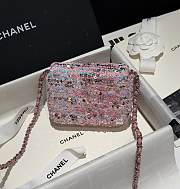 Bagsaaa Chanel Mini Flap Bag Sequins Pink & Silver - 13x10cm - 4