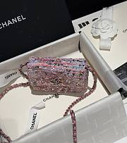 Bagsaaa Chanel Mini Flap Bag Sequins Pink & Silver - 13x10cm - 2