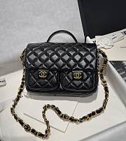 Bagsaaa Chanel Double Pocket Black Bag - 24x15x6.5cm - 1