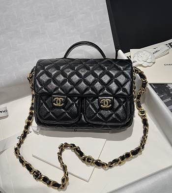 Bagsaaa Chanel Double Pocket Black Bag - 24x15x6.5cm