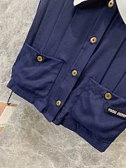 Bagsaaa Miumiu Pleated Marocain Top Navy Blue - 2