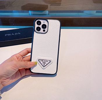 Bagsaaa Prada White Phone Case