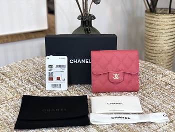 Bagsaaa Chanel Fuchisa Pink Caviar Wallet - 11x10cm