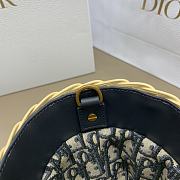 Bagsaaa Dior Hat Basket Bag Natural Wicker and Blue Dior Oblique Jacquard - 35 x 20.5 x 11 cm - 3