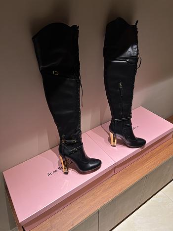 Bagsaaa Fendi Black leather high-heeled boots